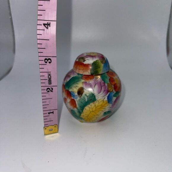 Vintage floral ginger jar 3” - Picture 3 of 5